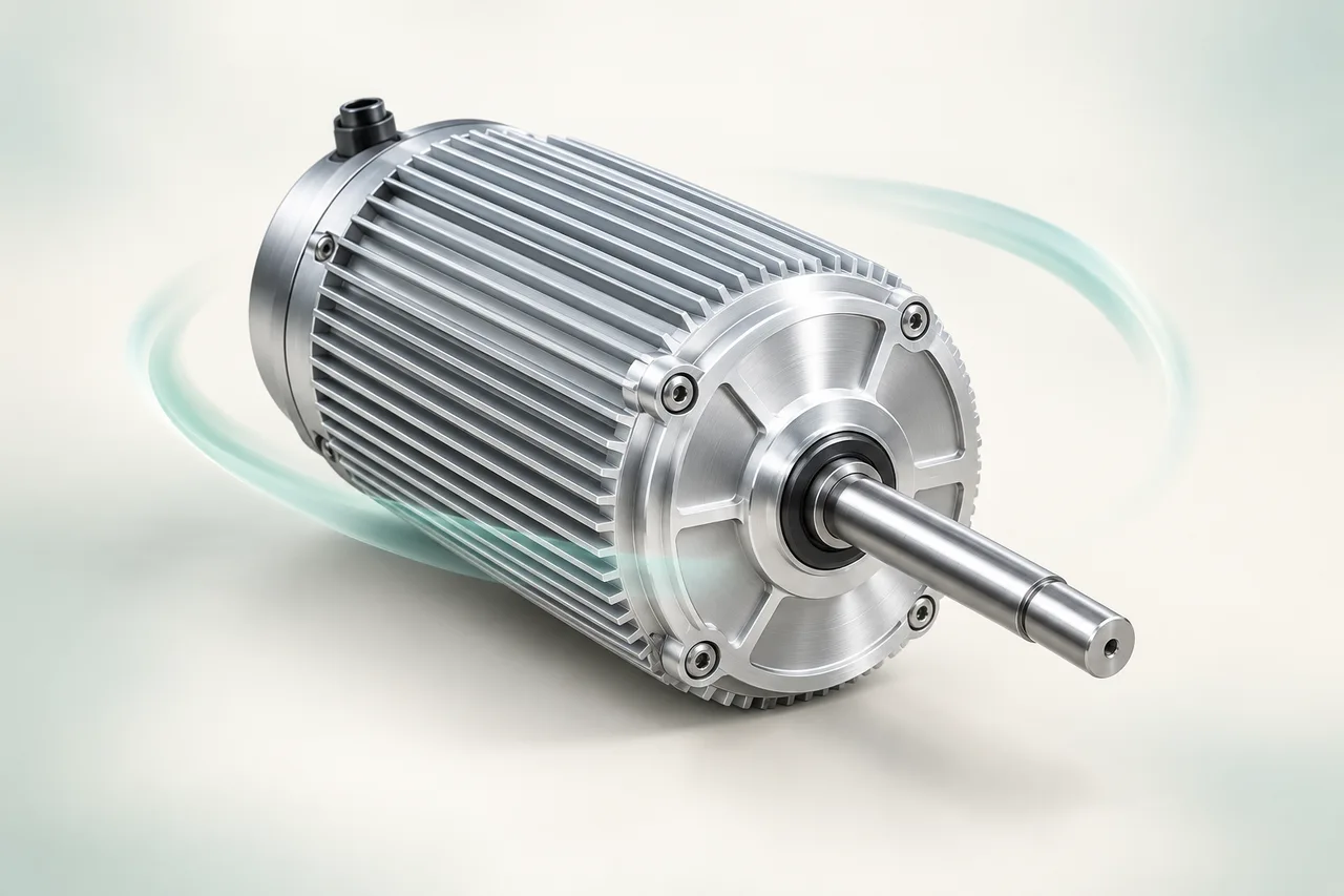 Conceptual illustration of a sealed finned aluminum-alloy brushless DC motor