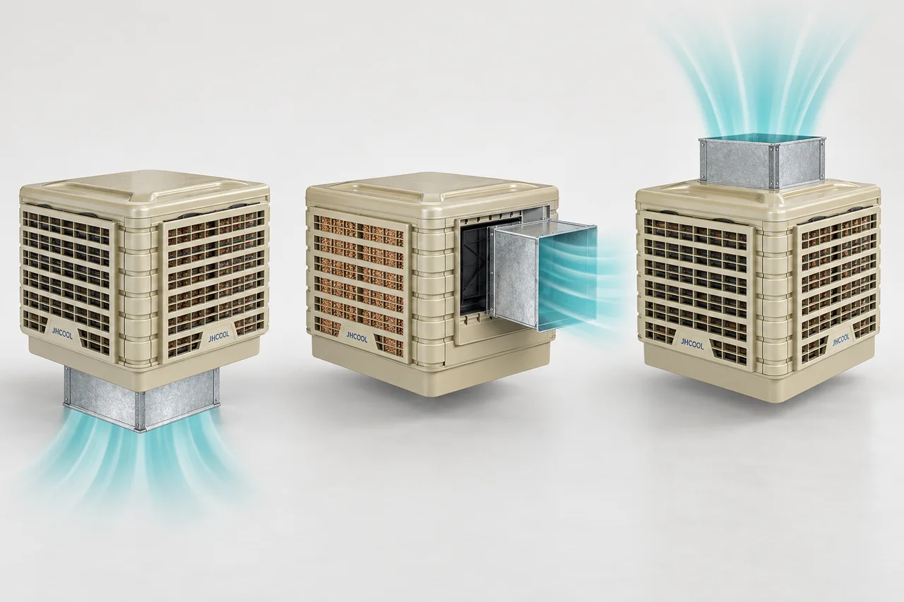 18 series down, side and top discharge configurations with their duct connections