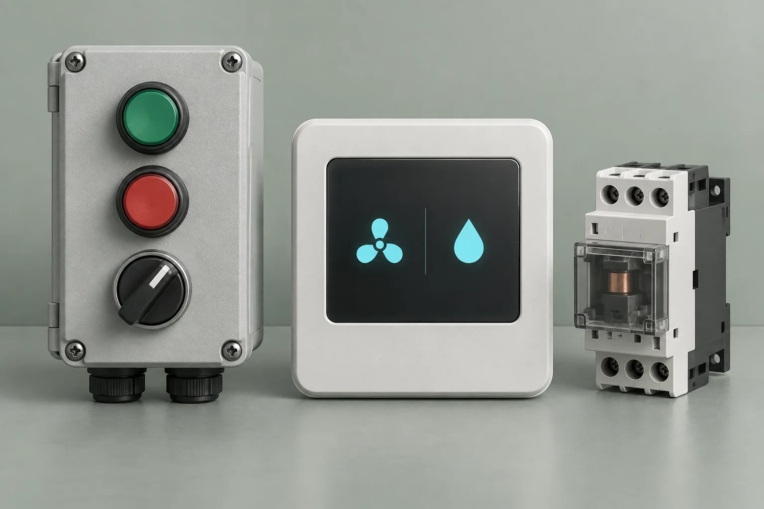 Conceptual push-button controller, LCD controller and electrical protection module